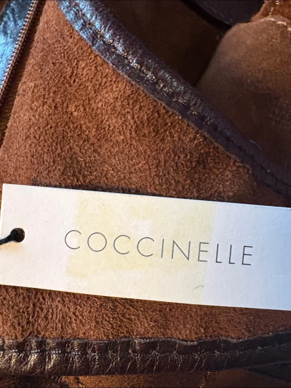 Coccinelle Brown Suede Messenger Bag with Dark Leather Trim